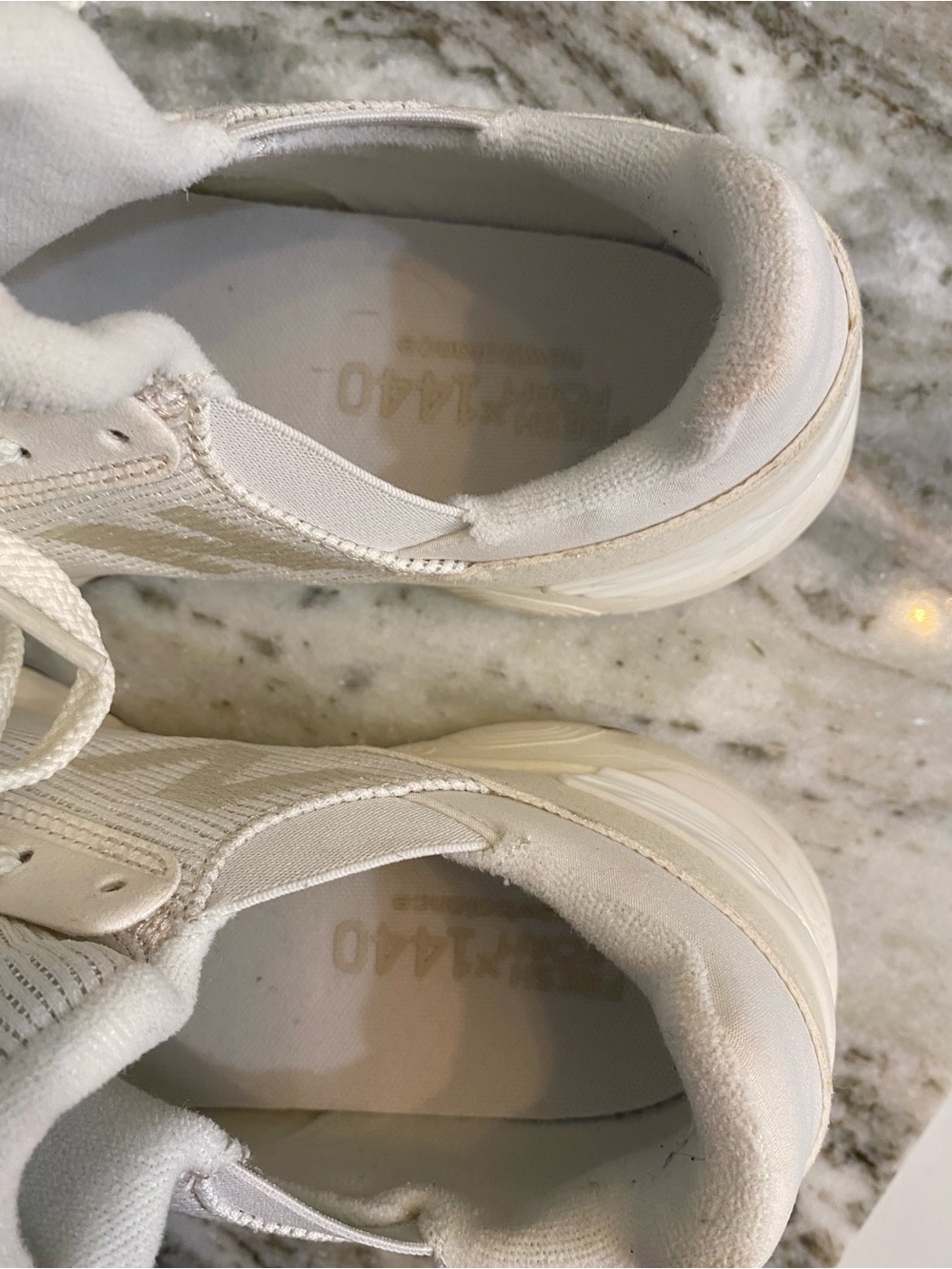 New Balance Women's Cream Knit Sneakers with Tan Accent - Picture 3 of 8